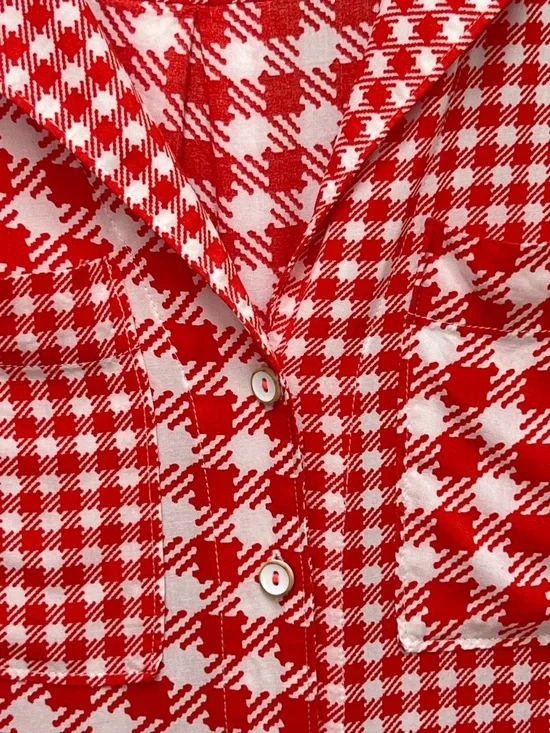 Anthropologie Red and White Gingham Button-Down Shirt by Maeve - Picture 4 of 4